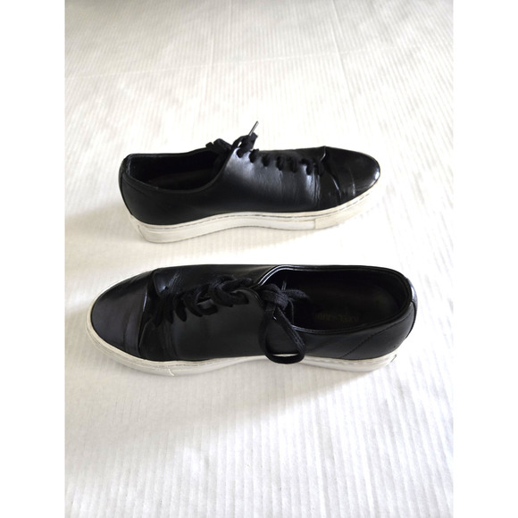 Axel Arigato Clean 90 Sneakers Shoes Leather Black White Gold Women Sz 38/7.5 - Picture 2 of 11